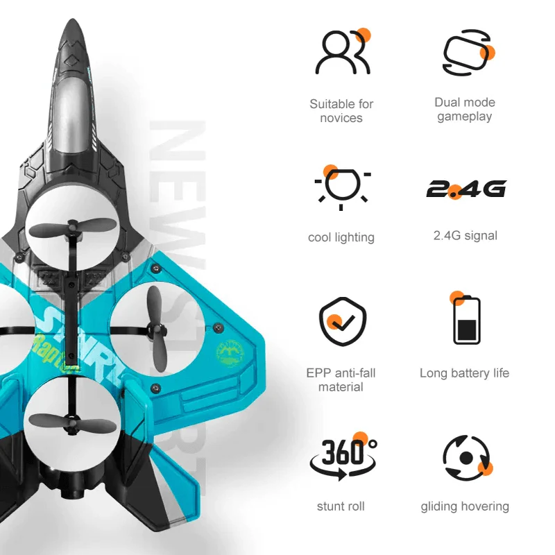RC Stridsflygplan i Tåligt EPP Skum med LED-ljus | Fjärrstyrt Flygplan 2.4GHz för Nybörjare & Barn – Modellflyg med 360° Loop & Lång Flygtid - Bild 4