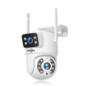360° WiFi Övervakningskamera med Dubbla Linser | AI Människodetektion, Nattvision, IP66 & Mobilstyrning