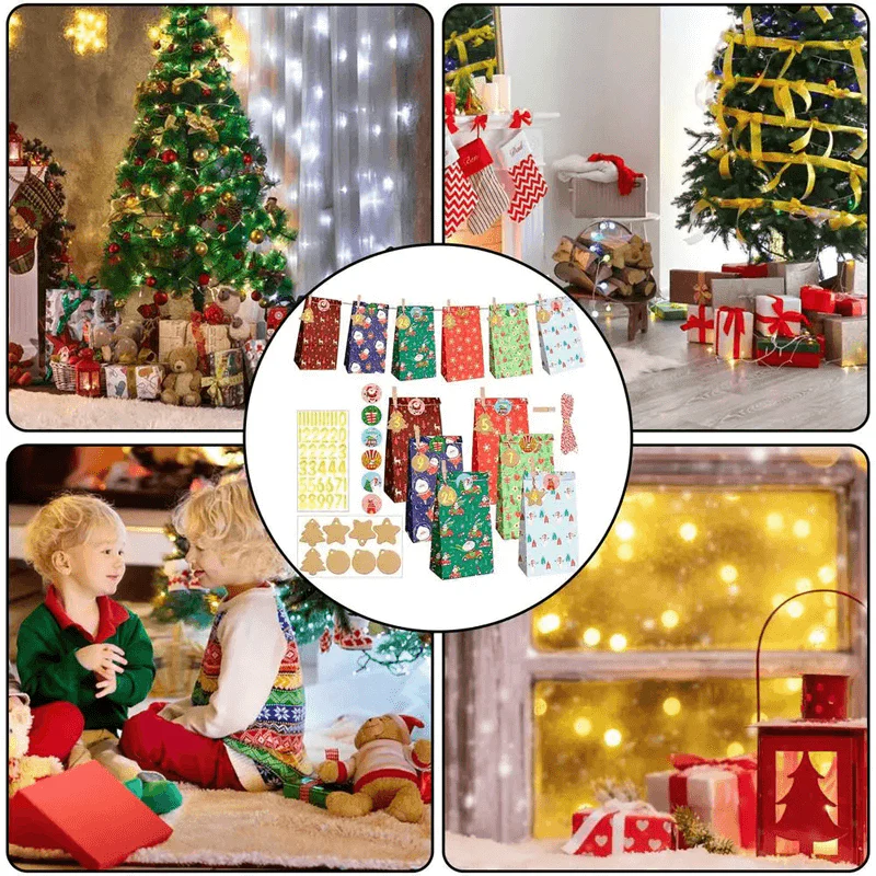 24x Flerfärgade Julklappspåsar - Färdiga Presentpåsar - Bild 6