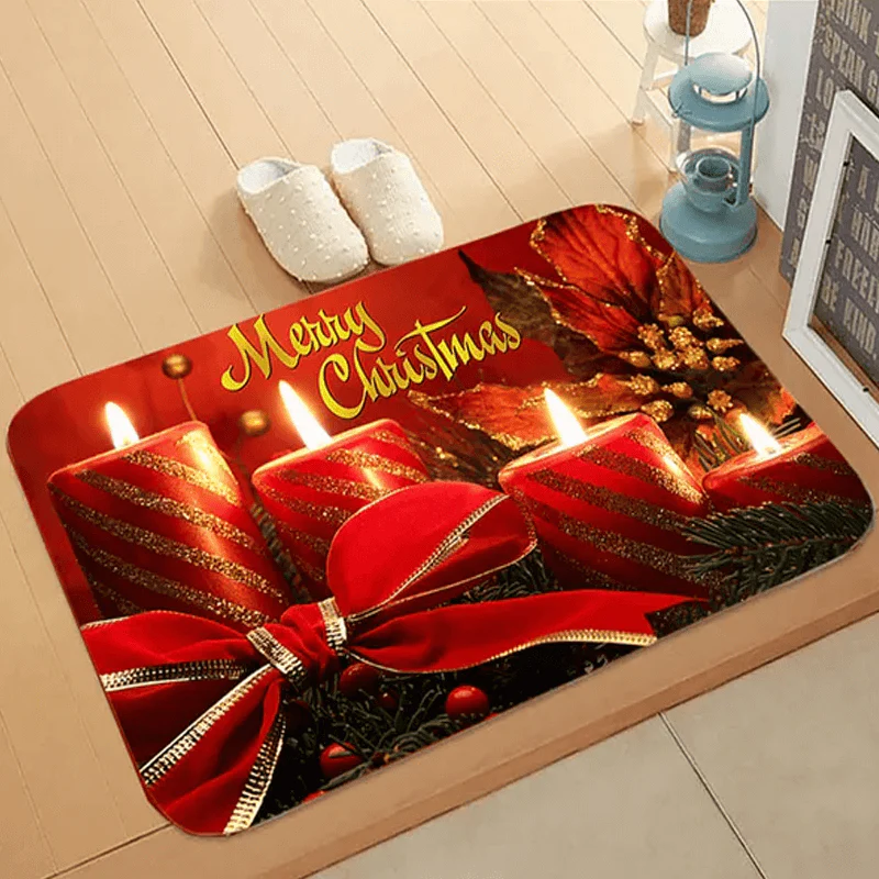 60x40 cm Välkomnande Julmatta i Flanell - God Julstämning, Jultomte, Stjärna, Renar - Bild 7