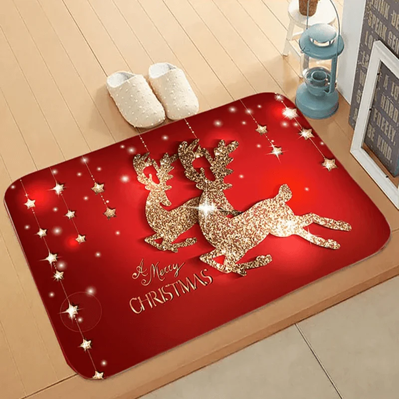 60x40 cm Välkomnande Julmatta i Flanell - God Julstämning, Jultomte, Stjärna, Renar - Bild 8